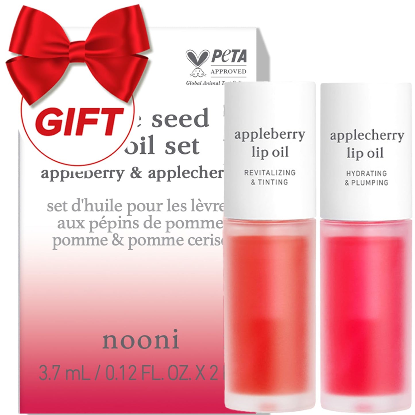 NOONI Korean Lip Oil Set – Appleberry & Applecherry | Long-Lasting Hydrating Lip Glow