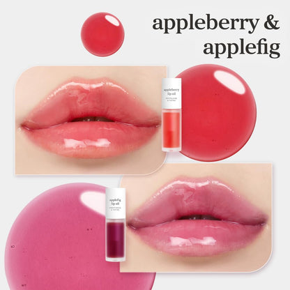 NOONI Lip Oil Set Appleberry & Applefig | Long-Lasting Hydration, Plumping Shine, Tinted Lip Glow