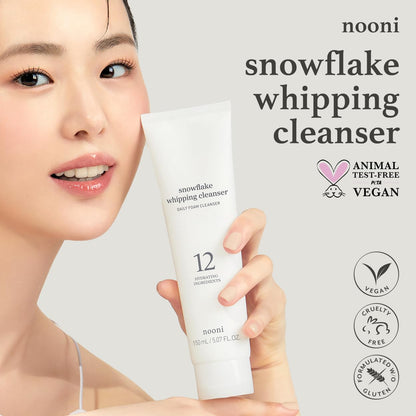 NOONI Snowflake Whipping Cleanser – Korean Glass Skin Facial Wash | Vegan & Purifying (5.07 fl oz)