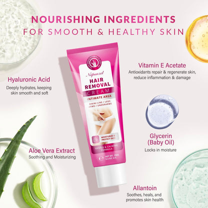NOPUNZEL Hair Removal Cream for Women – Fast, Painless Bikini & Body Removal (5.3 oz)