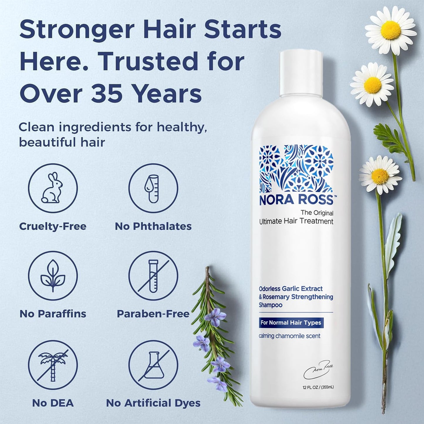Nora Ross Garlic Extract & Rosemary Strengthening Shampoo & Conditioner – 12 oz Each