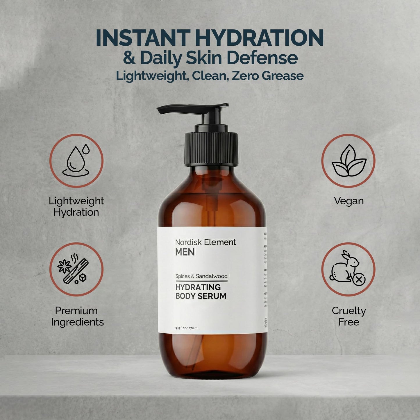 Nordisk Element Body Serum for Men — Lightweight Hydration with Hyaluronic Acid & Nordic Botanicals