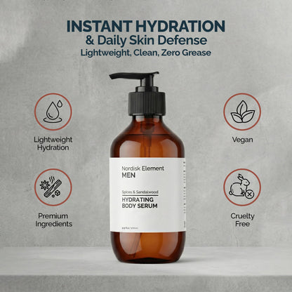 Nordisk Element Body Serum for Men — Lightweight Hydration with Hyaluronic Acid & Nordic Botanicals