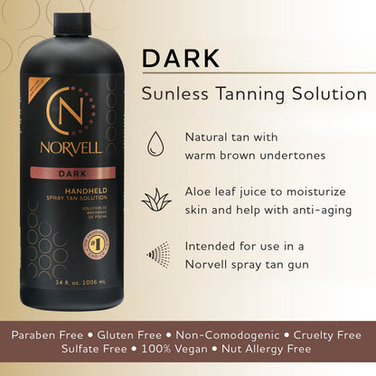 Norvell Premium Spray Tan Solution Dark 34oz – Deep Bronze Sunless Color