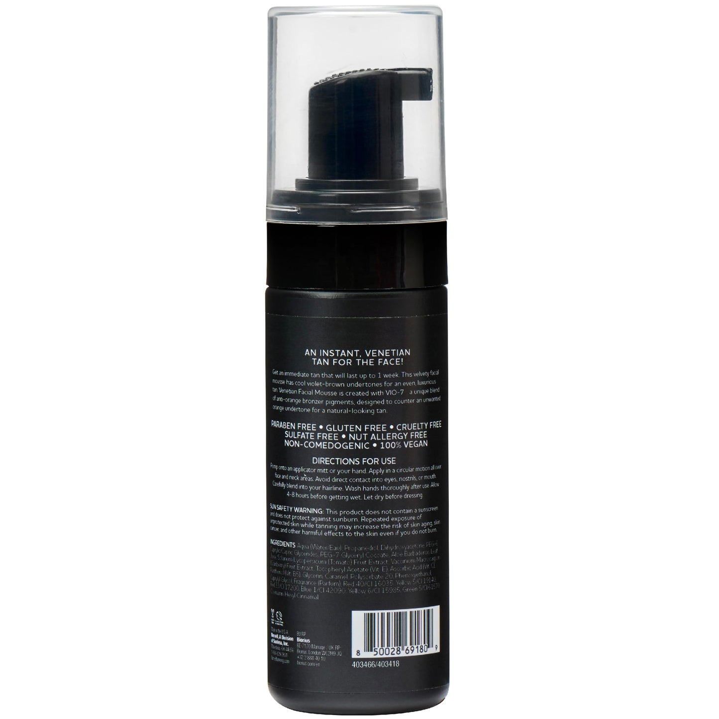 Norvell Venetian Sunless Facial Mousse with Bronzer – Instant Natural-Looking Tan (1.7 oz)