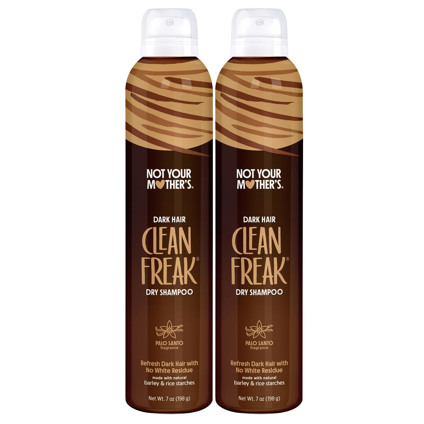 Not Your Mother's Clean Freak Dark Hair Dry Shampoo (2 Pack) – 7 oz Each | Brunette-Tinted Oil Absorption, No-Rinse