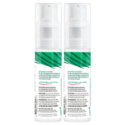 Not Your Mother's Clean Freak Unscented Dry Shampoo Powder (2-Pack) – Absorbs Oil, No Rinse