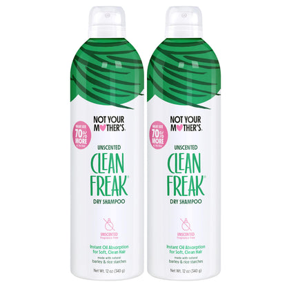 Not Your Mother's Clean Freak Unscented Dry Shampoo Value Pack – 2 x 12 oz, Oil Absorption, No Rinse, All Hair Types