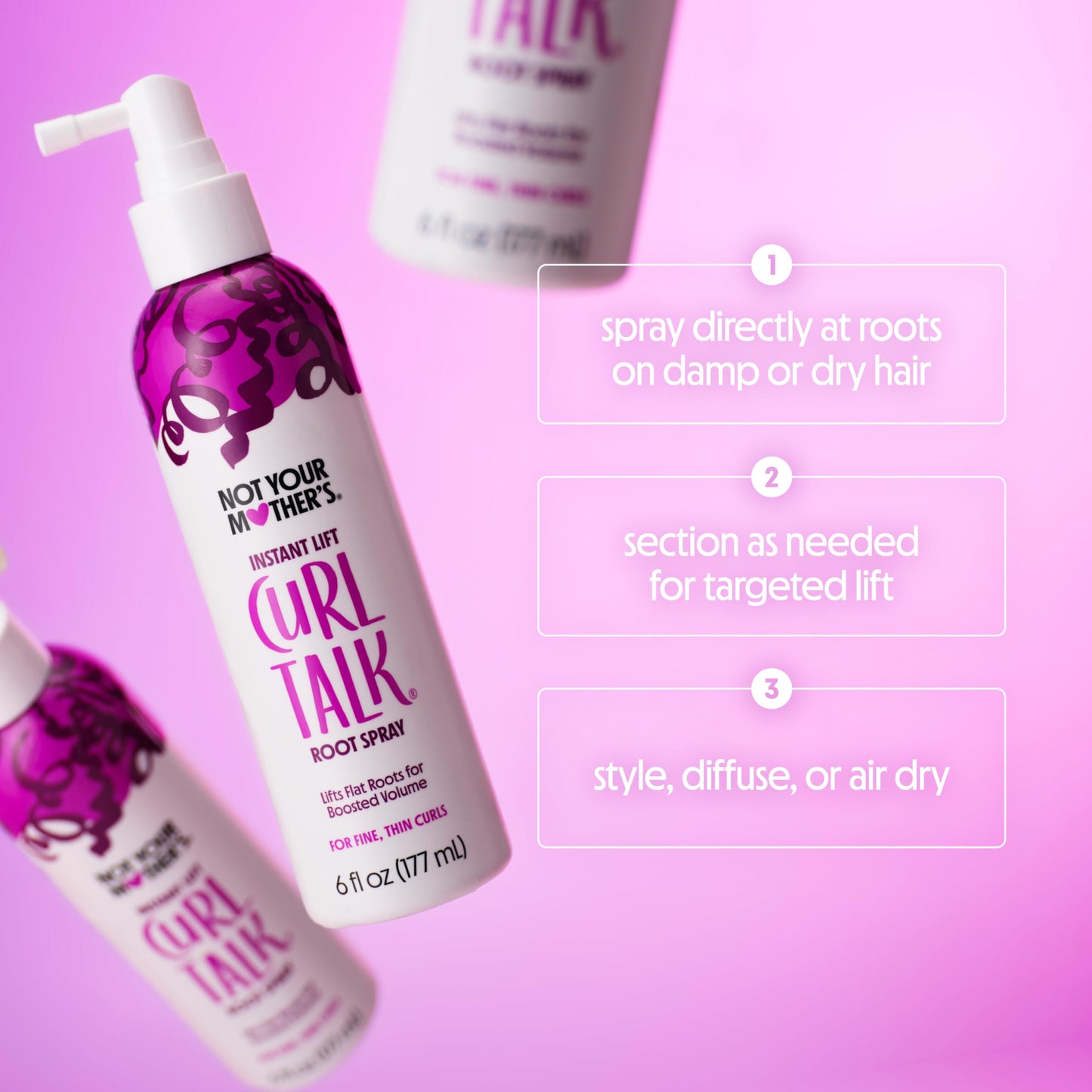 Not Your Mother's Curl Talk Instant Lift Root Spray & Strengthening Volume Foam (2-Pack) – Biotin, Peptides & Rice Protein
