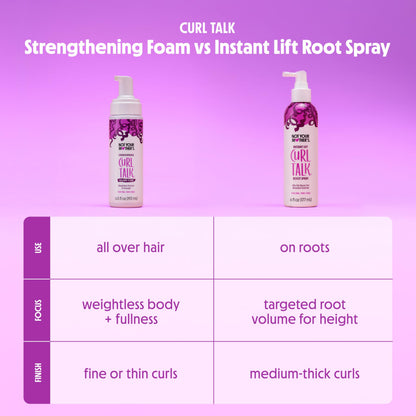 Not Your Mother's Curl Talk Instant Lift Root Spray & Strengthening Volume Foam (2-Pack) – Biotin, Peptides & Rice Protein
