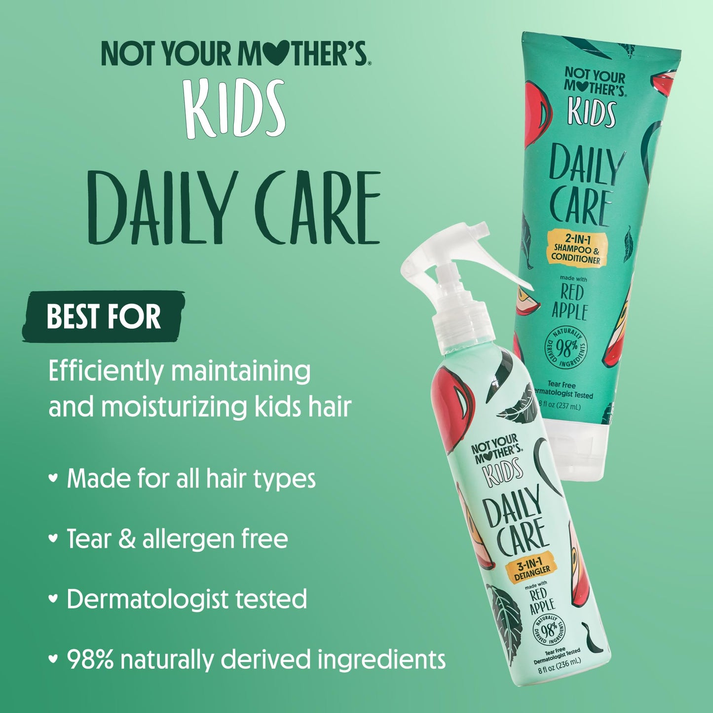 Not Your Mother's Kids Daily Care 2-in-1 Shampoo & Conditioner + 3-in-1 Detangler (2-Pack) – All Hair Types