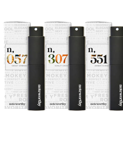 Noteworthy Essentials Trio Travel Spray Bundle – 3-Piece Unisex Fragrance Set, TSA-Approved