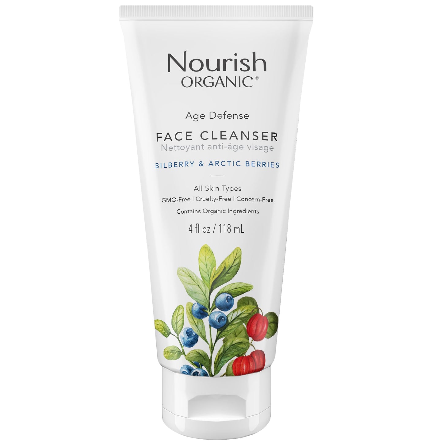 Nourish Organic Face Cleanser – Bilberry & Arctic Berries Anti-Aging Foaming Wash