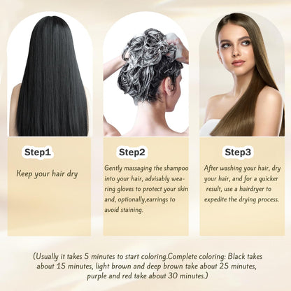 Nova Hair Dye Shampoo 3-in-1 – Instant Gray Coverage for Men & Women (200ml Light Brown)