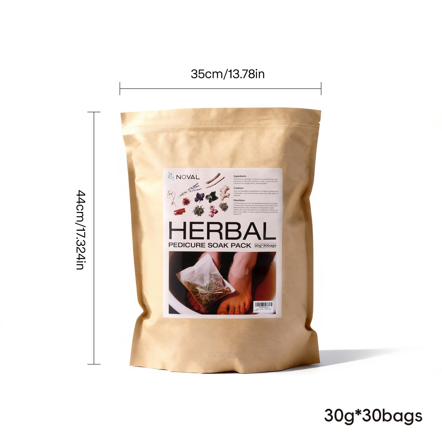 NOVAL Herbal Foot Bath Pedicure Spa Soak – 30 x 30g Pack, Natural Herbal Tablets