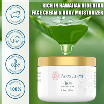 Nova Lucia Aloe Vera Cream for Skin – Soothing Hydration for Dry & Sensitive Skin | Non-Greasy, Fragrance-Free