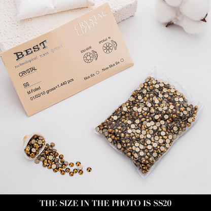Novani Gold Rhinestones 1440pcs – Flat Back SS20 4.6-4.8mm