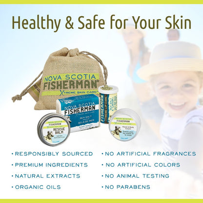 Nova Scotia Fisherman Stem to Stern Pack – Mini Soap, Lip Balm, Hand & Body Cream, Rescue Balm
