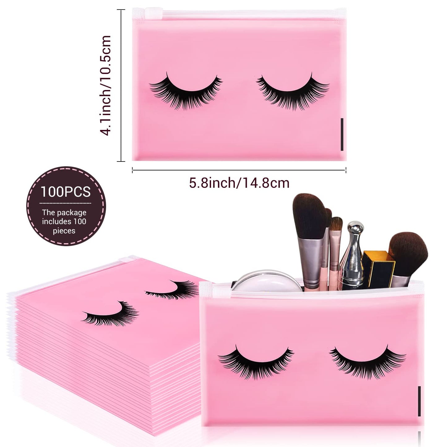 Noverlife 100Pcs Eyelash Bags | Aftercare & Travel Cosmetic Pouches 6x4in