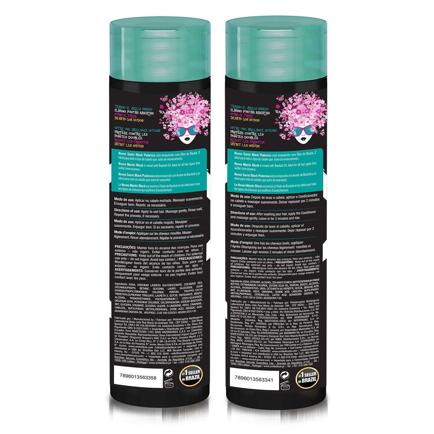 NOVEX Mystic Black Shampoo & Conditioner Set – 10.1 oz Each | Locks in Moisture