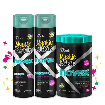 NOVEX Mystic Black Shampoo + Conditioner + Mask Set – 10.1oz / 10.1oz / 35oz
