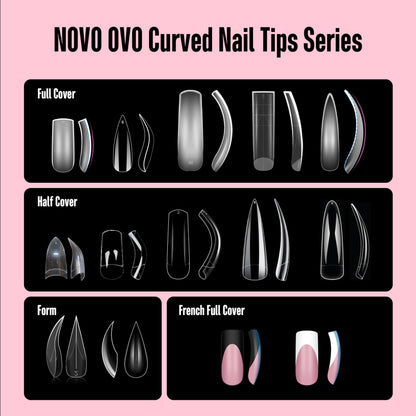 NOVO OVO Halloween Medium Slightly Curved Nail Tips – Full Cover Press-On, 15 Sizes, 240pcs