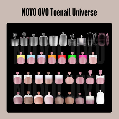 NOVO OVO Fake Toe Nail Tips – French Tip Soft Gel Pedicure Kit, 360Pcs, 15 Sizes, Matte Full Cover
