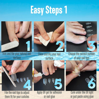 NOVO OVO 120 Pcs Long Toe Nail Tips – Curved Full Cover Press-On Toenails