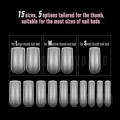 NOVO OVO Halloween Medium Slightly Curved Nail Tips – Full Cover Press-On, 15 Sizes, 240pcs