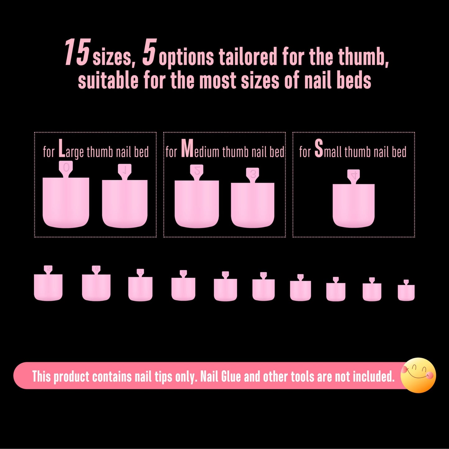 NOVO OVO Pink Square Toe Nail Tips – 240Pcs Soft Gel Full-Cover Nails, 15 Sizes Wide Fit