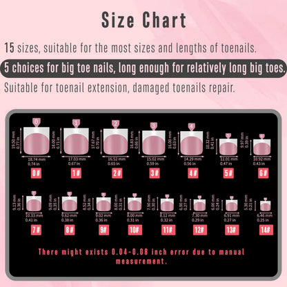 NOVO OVO French Tip Toe Nails Berry Pink – Press-On Tips with Pre-Applied Primer & Base Coat