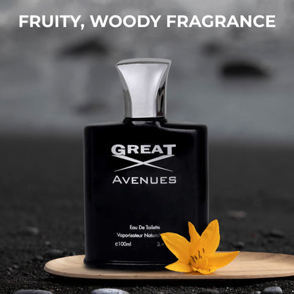 NovoGlow Great Avenues for Men – 100ml EDP Spray | Long-Lasting Woody, Fruity & Smoky Scent
