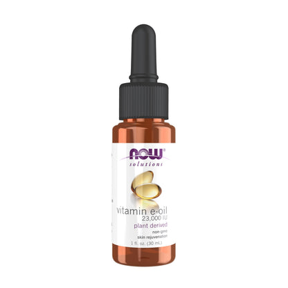 NOW Foods Solutions E-Oil 23,000 IU - Natural Skin Rejuvenation & Moisturizer (1 oz)