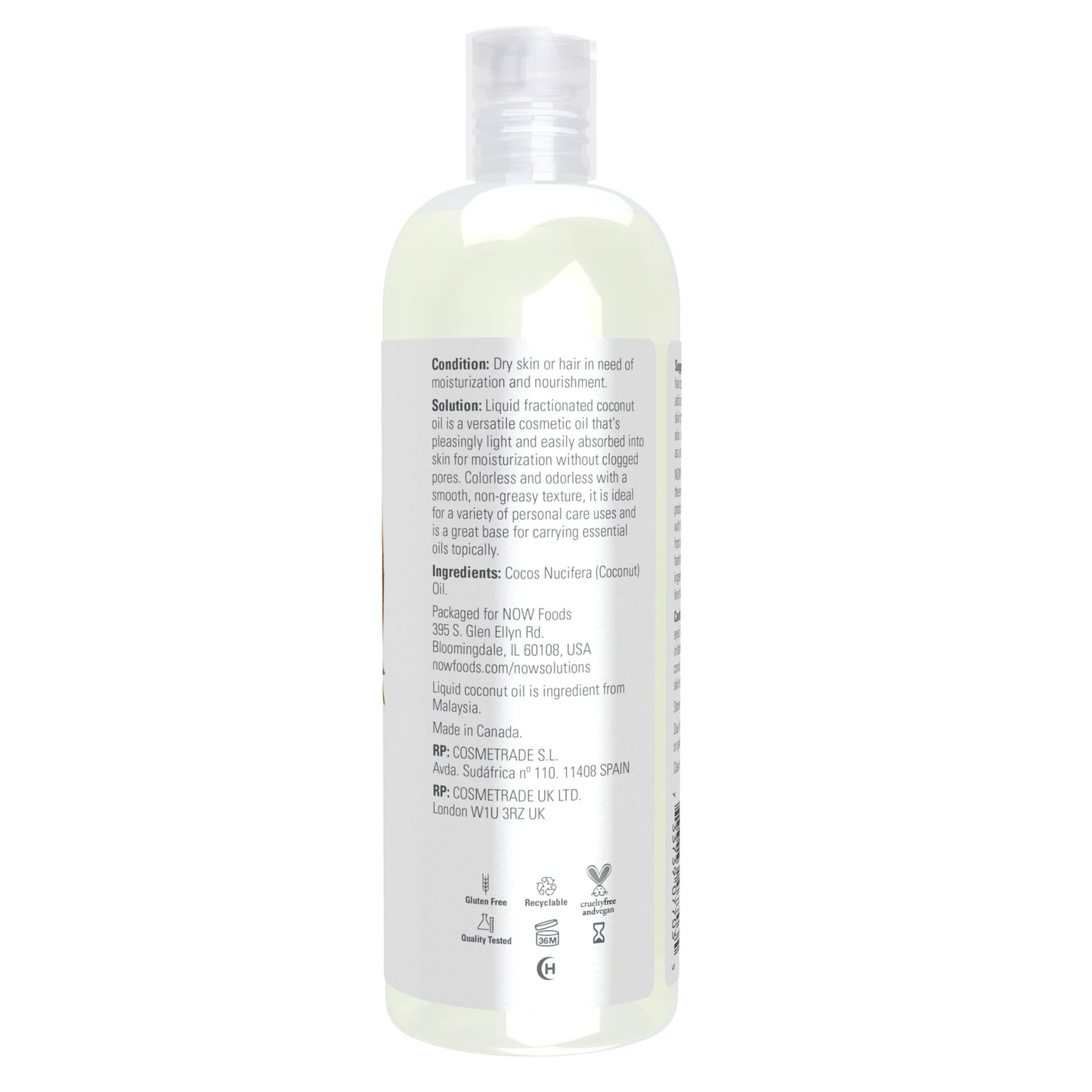 NOW Foods Solutions Liquid Coconut Oil: Light, Nourishing Carrier Oil (16 oz)