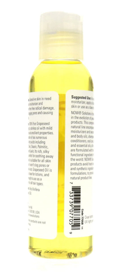 NOW Grape Seed Oil, 4-Ounce (Pack Of 2) – 100% Pure Edible Oil for Cooking & Skin Care