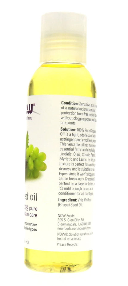 NOW Grape Seed Oil, 4-Ounce (Pack Of 2) – 100% Pure Edible Oil for Cooking & Skin Care