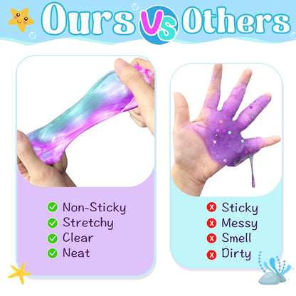NPNE 24-Pack Mermaid Slime Party Favors – Non-Sticky, Stretchy Putty for Kids