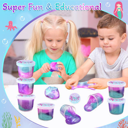 NPNE 24-Pack Mermaid Slime Party Favors – Non-Sticky, Stretchy Putty for Kids