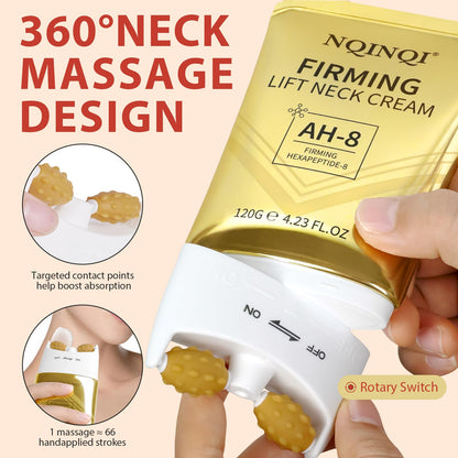 NQINQI AH-8 Firming Neck Cream with Roller – Lift, Tighten & Hydrate Neck & Chest (4.23 fl oz)