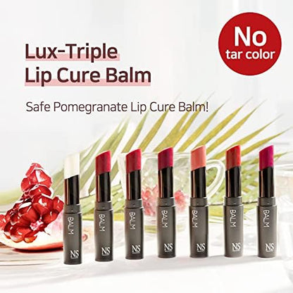 NS BEAUTY Lux Triple Lip Cure Balm Athena Red Orange – Natural Tinted Lip Care