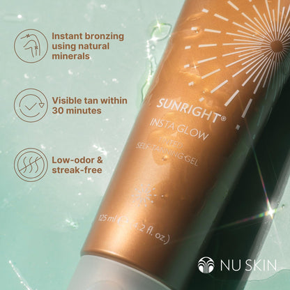 Nu Skin Sunright Insta Glow Self Tanner Gel – Natural Face & Body Tan | 4.2 oz, 2-Pack
