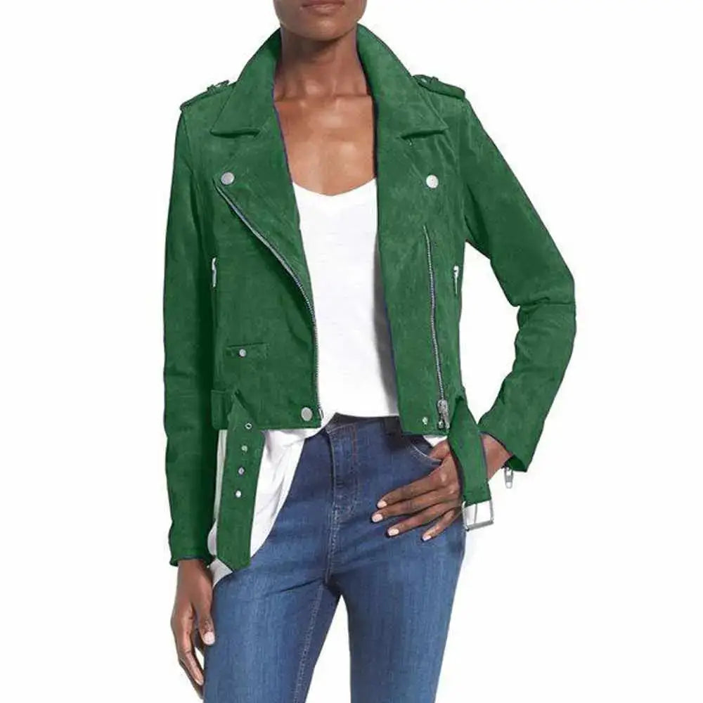Women’s Nubuck Leather Biker Jacket