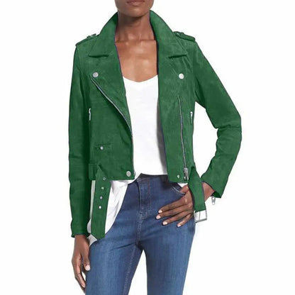 Women’s Nubuck Leather Biker Jacket