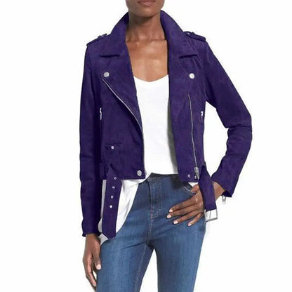 Women’s Nubuck Leather Biker Jacket