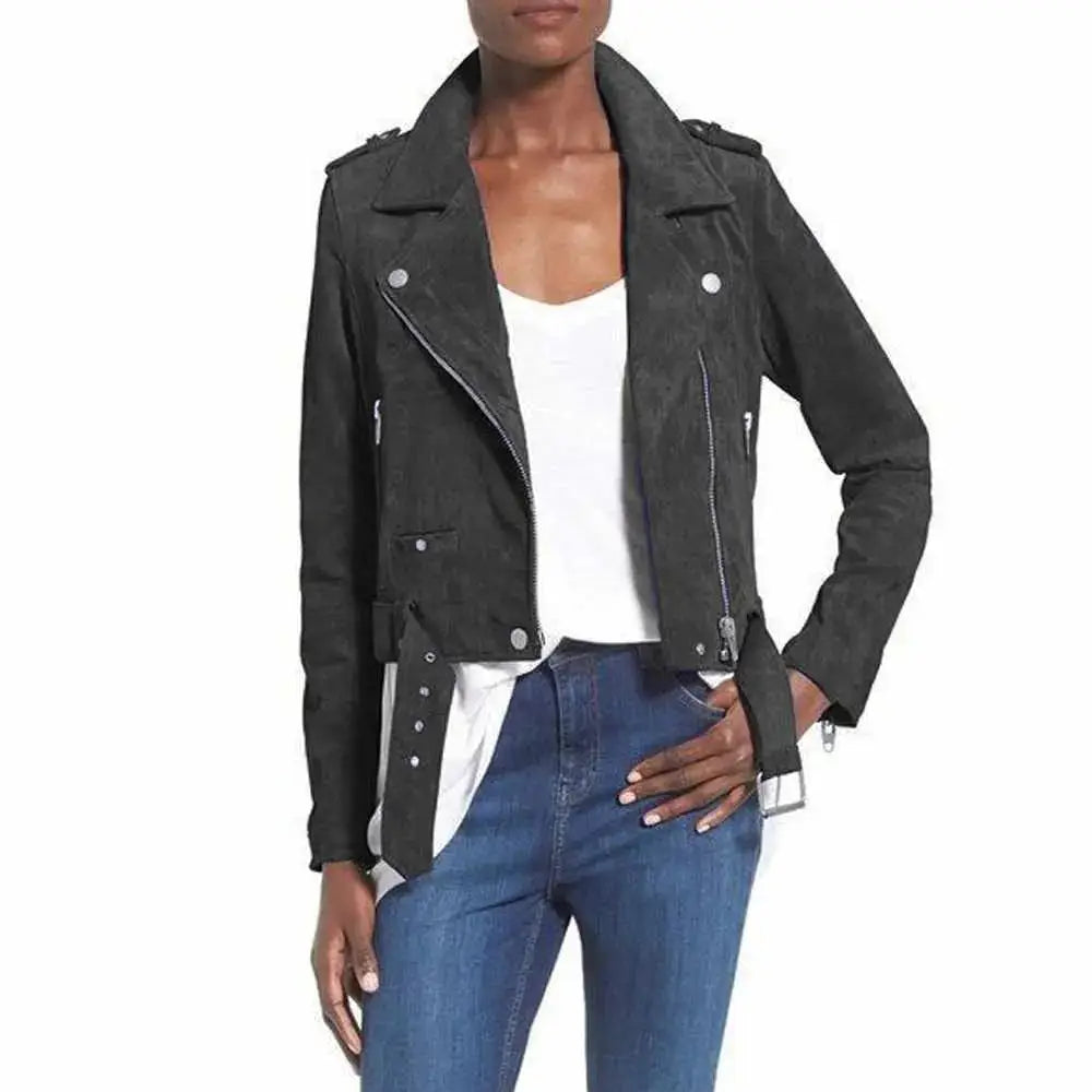 Women’s Nubuck Leather Biker Jacket