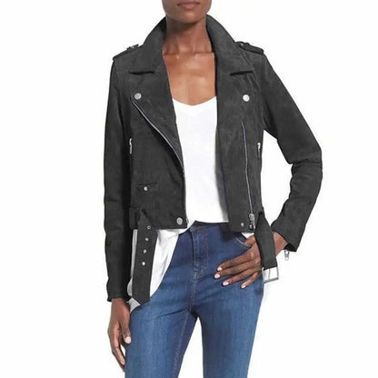 Women’s Nubuck Leather Biker Jacket