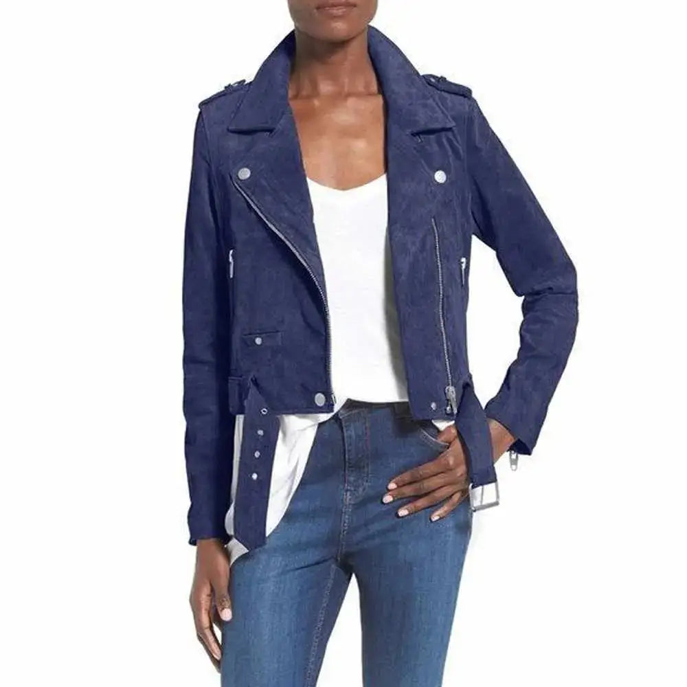 Women’s Nubuck Leather Biker Jacket