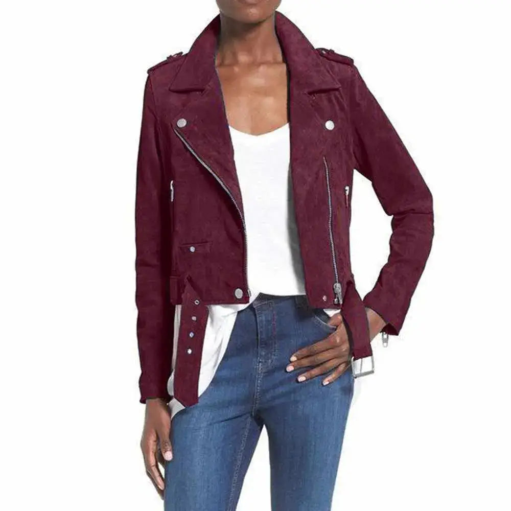 Women’s Nubuck Leather Biker Jacket