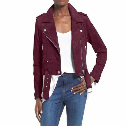 Women’s Nubuck Leather Biker Jacket