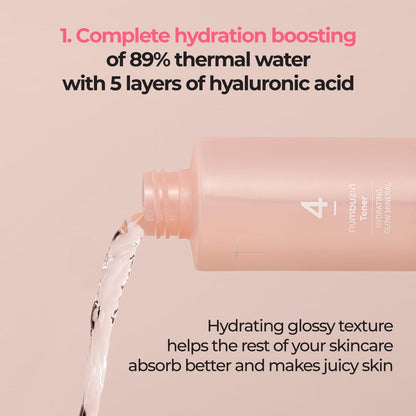 Numbuzin No.4 Toner | Hydrating Glow Mineral Toner with Thermal Water, Hyaluronic Acid & Niacinamide | Deep Hydration, Glowing Skin, Makeup Booster, Gentle Exfoliation